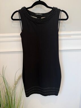 Nicole Miller Black Beaded Mini Dress
